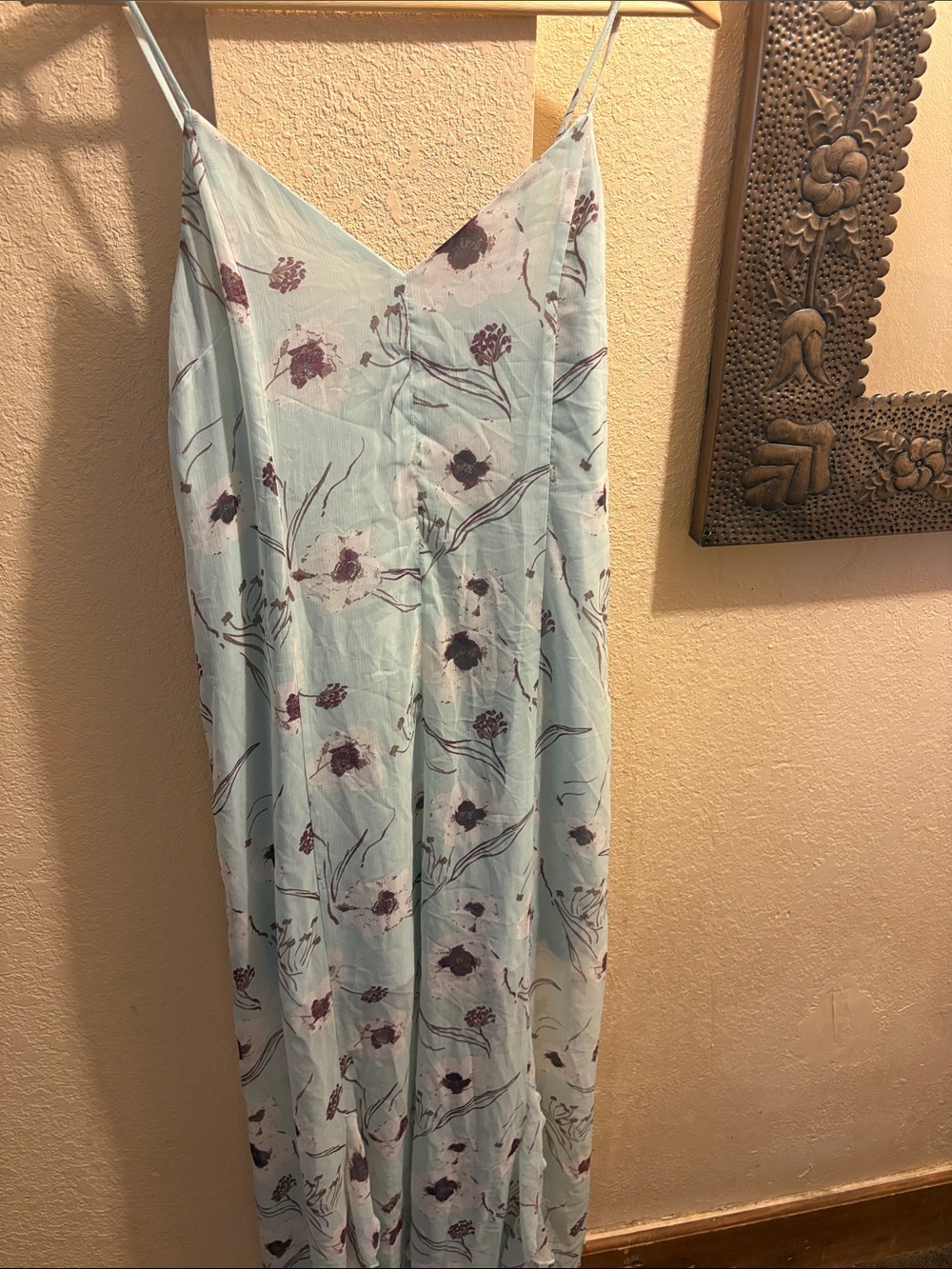 LEITH Floral Print Ruffle Chiffon Maxi Slip Dress M